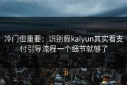 冷门但重要：识别假kaiyun其实看支付引导流程一个细节就够了