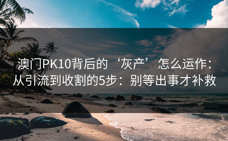 澳门PK10背后的‘灰产’怎么运作:从引流到收割的5步:别等出事才补救 澳门PK10背后的‘灰产’怎么运作:从引流到收割的5步:别等出事才补救